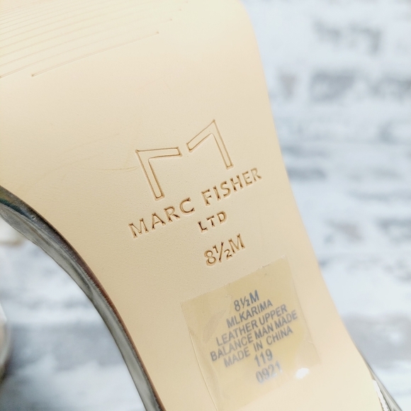 New Marc Fisher Karima Gold Leather Ankle Strap Heeled Sandals K1005 - Picture 10 of 11